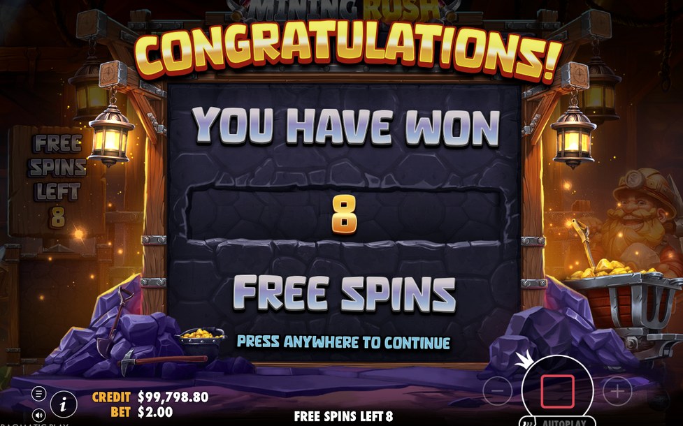 Free Spins round with Nuggets staying on the grid