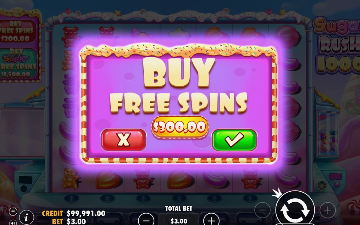 Bonus screen with the Free Spins count