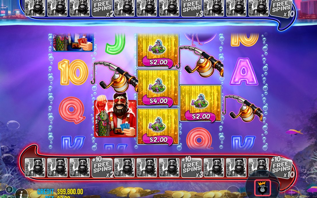 Free Spins round with blue and red collection meters