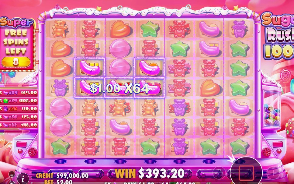 Tumble chain total on a win screen