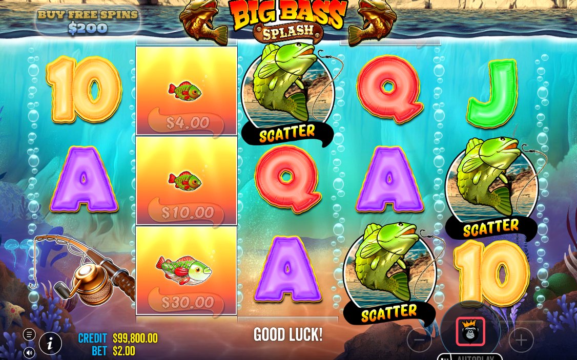 Second Free Spins view: fish symbols with their money values
